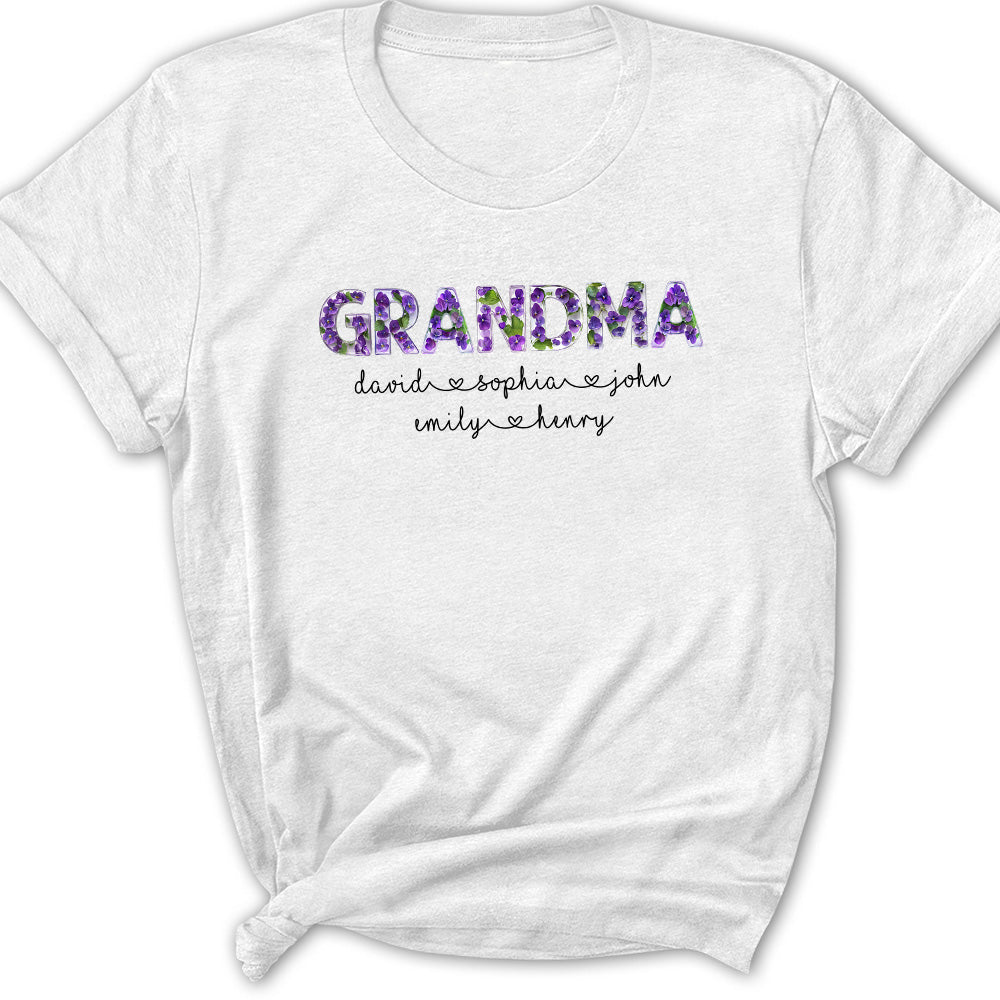 Custom Christmas & Birthday Gift for Grandma • Grandma Birth Month Flower - Personalized Shirt