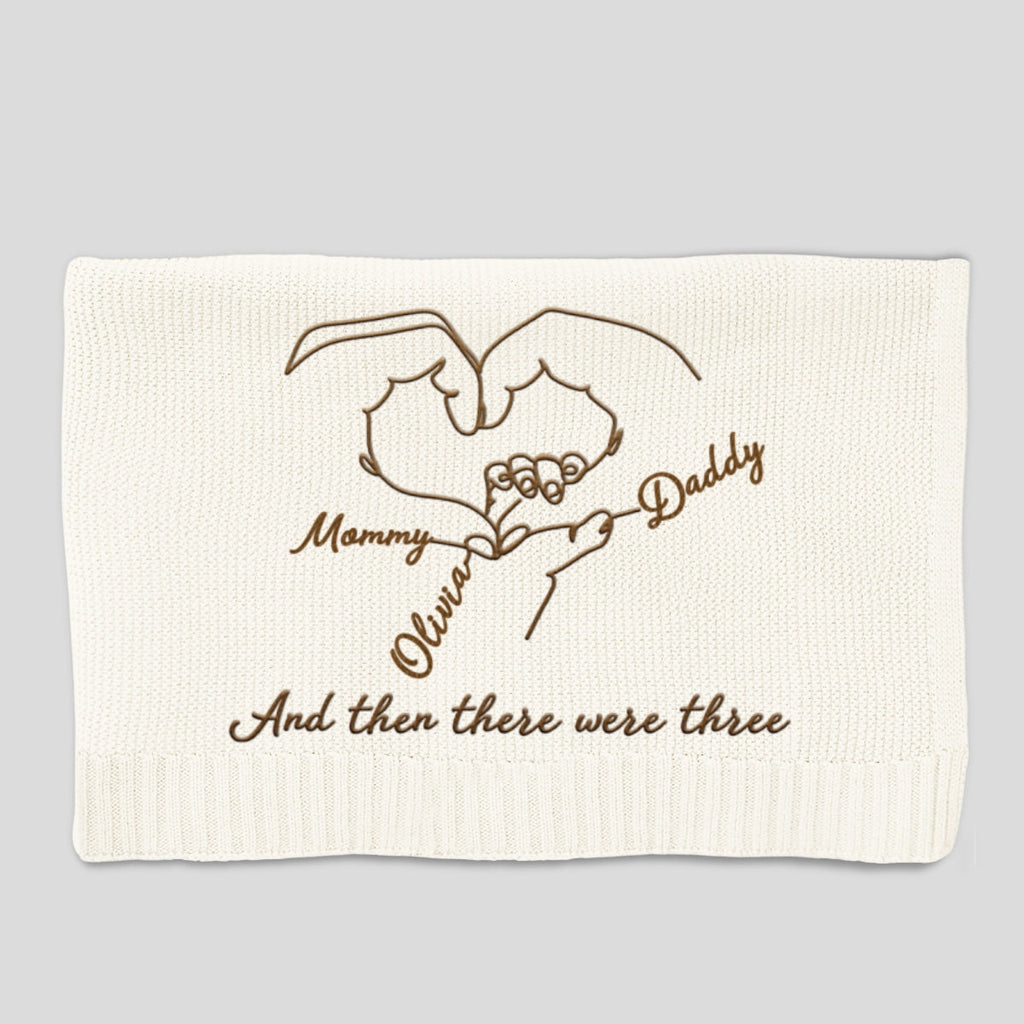 Hold Hands - Personalized Embroidered Knitted Baby Blanket