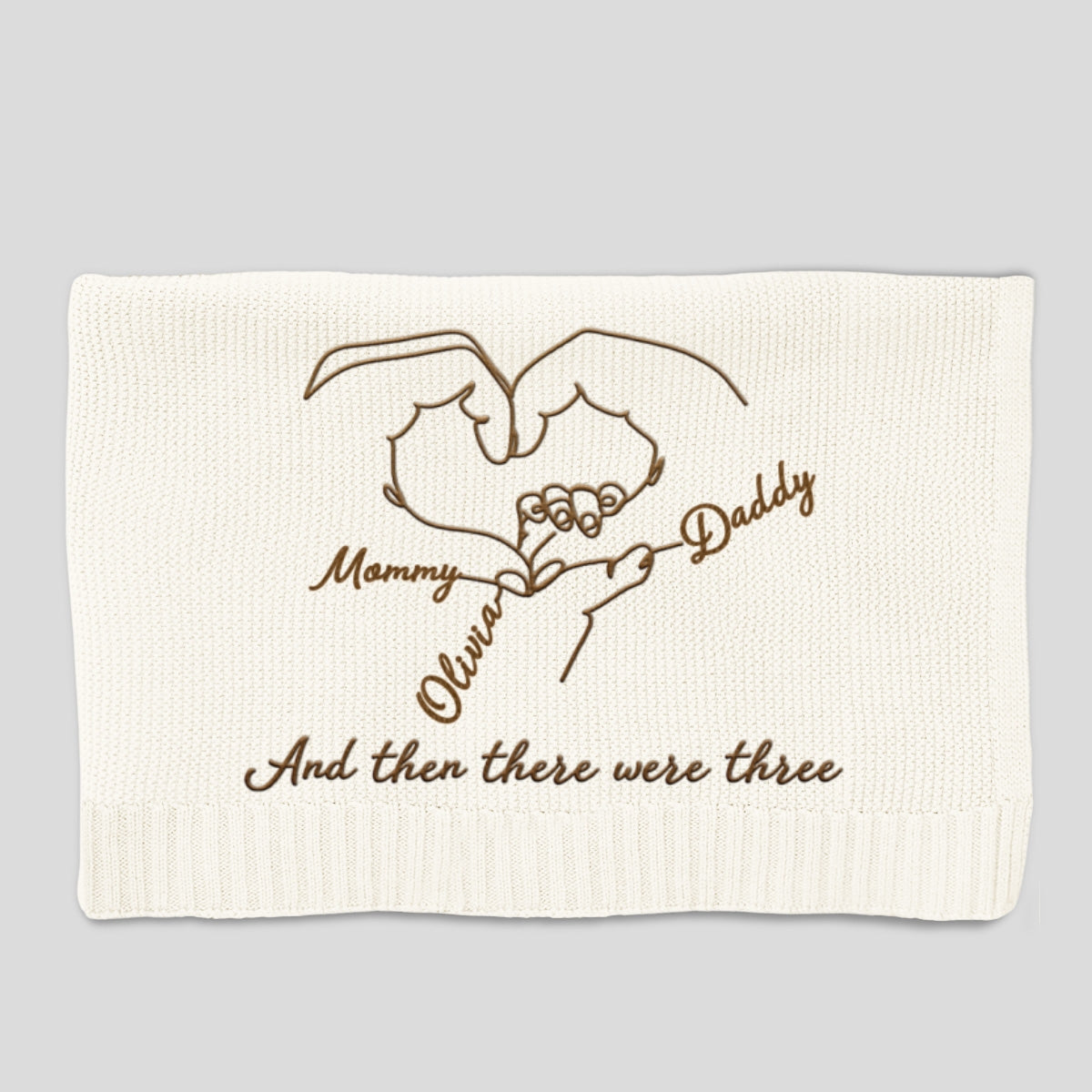 Hold Hands - Personalized Embroidered Knitted Baby Blanket