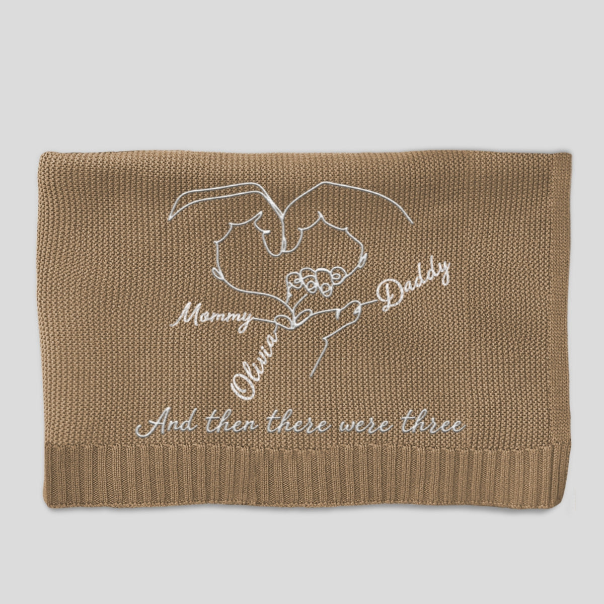Hold Hands - Personalized Embroidered Knitted Baby Blanket