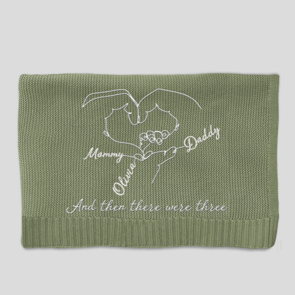 Hold Hands - Personalized Embroidered Knitted Baby Blanket