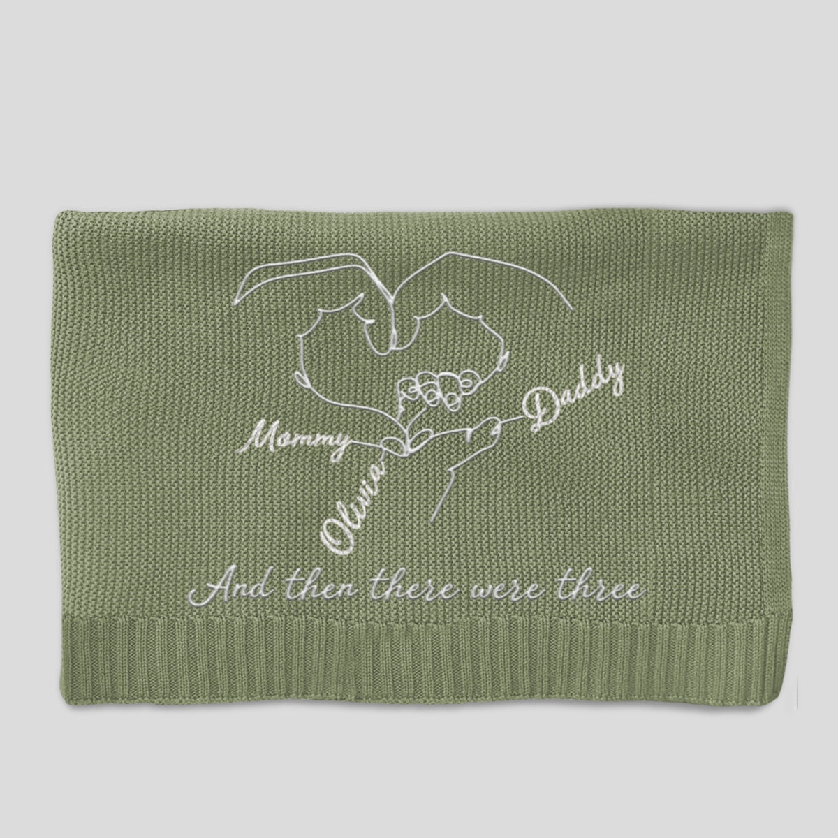 Hold Hands - Personalized Embroidered Knitted Baby Blanket