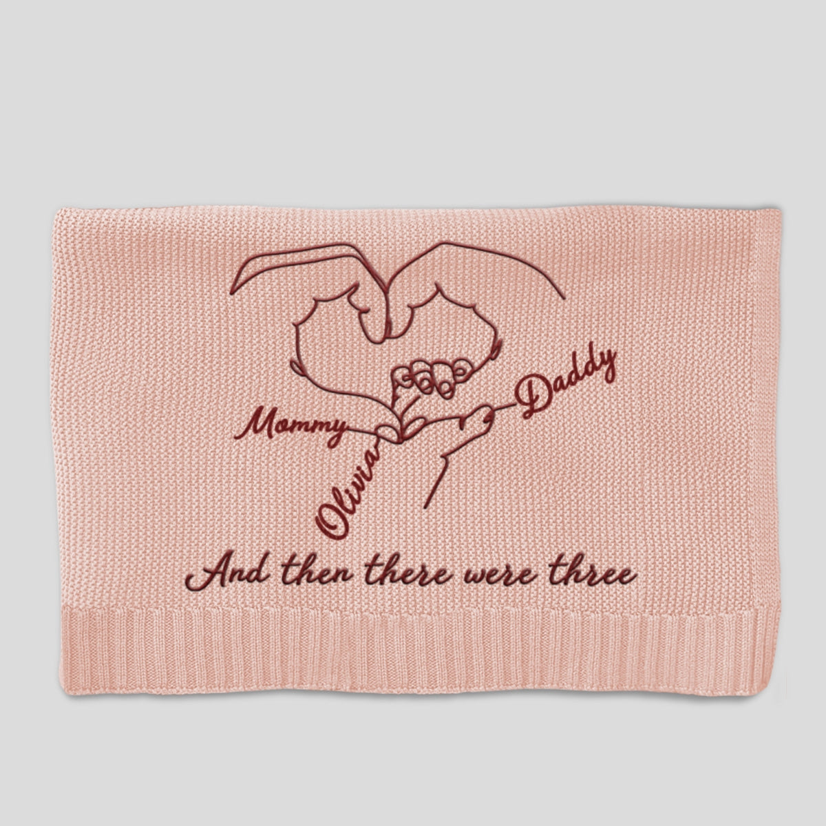 Hold Hands - Personalized Embroidered Knitted Baby Blanket