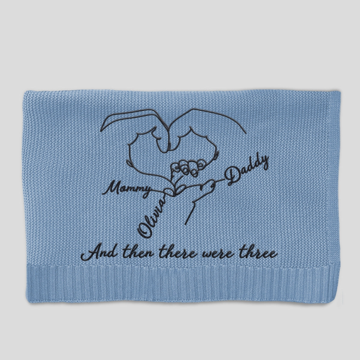 Hold Hands - Personalized Embroidered Knitted Baby Blanket