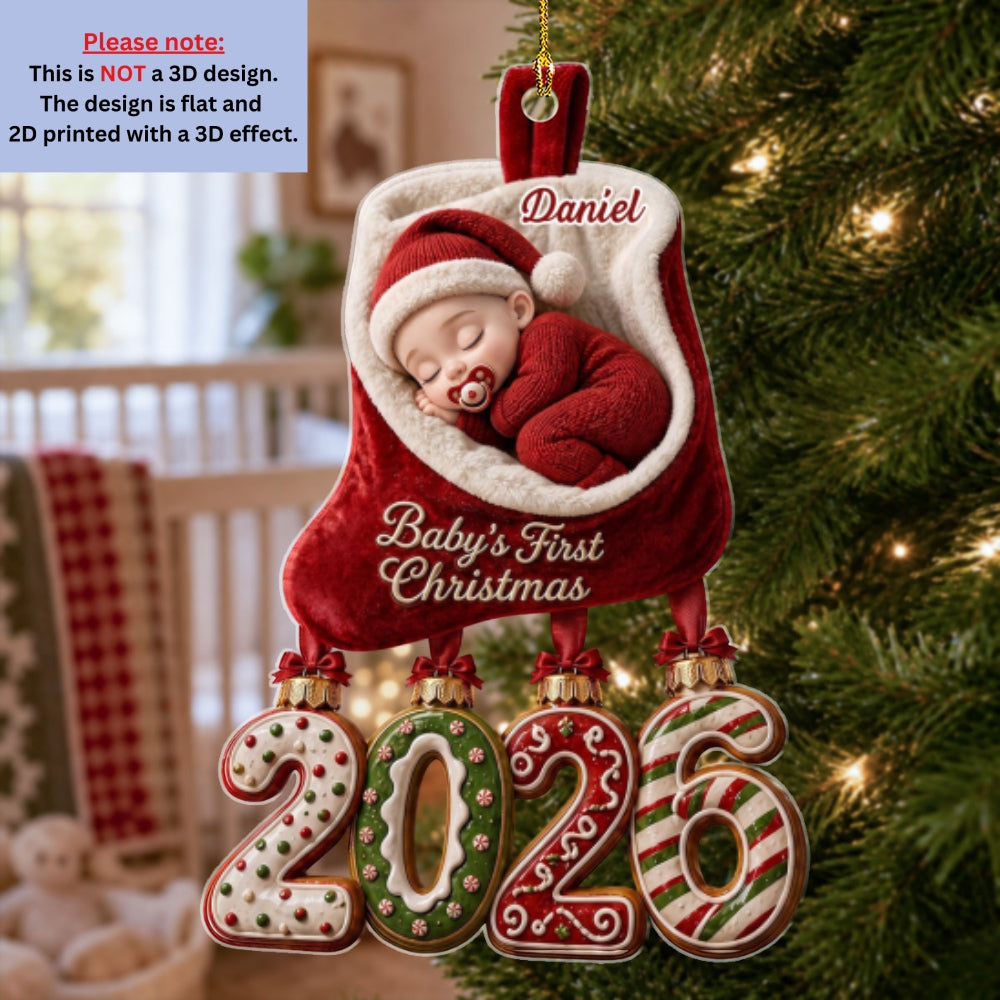 Custom Baby First Christmas Ornament for New Parents •  Cozy Christmas Memories - Personalized Acrylic Ornament