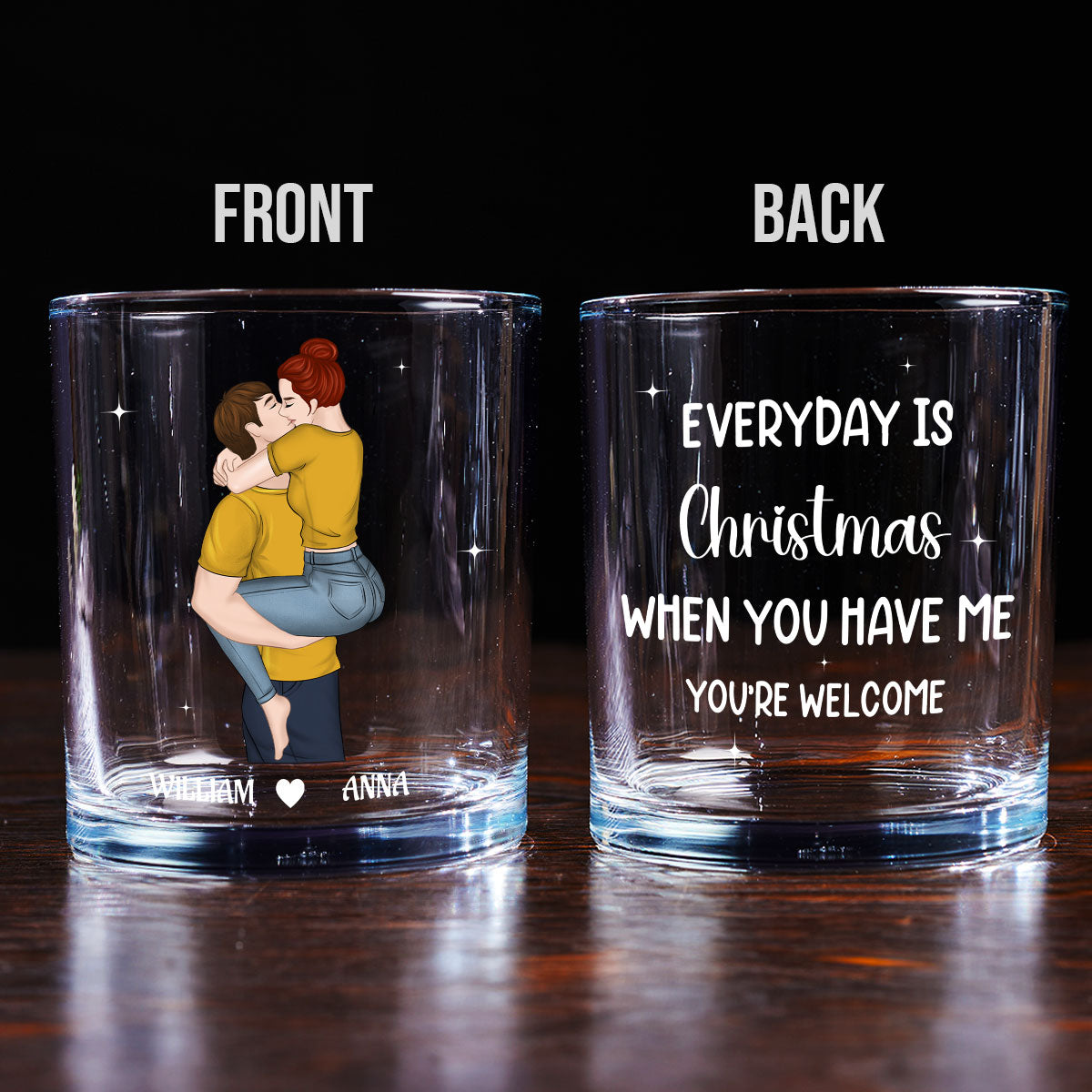 Custom Christmas Anniversary Birthday Drinkware Gifts for Couple • You Have Me - Personalized Whiskey Glass