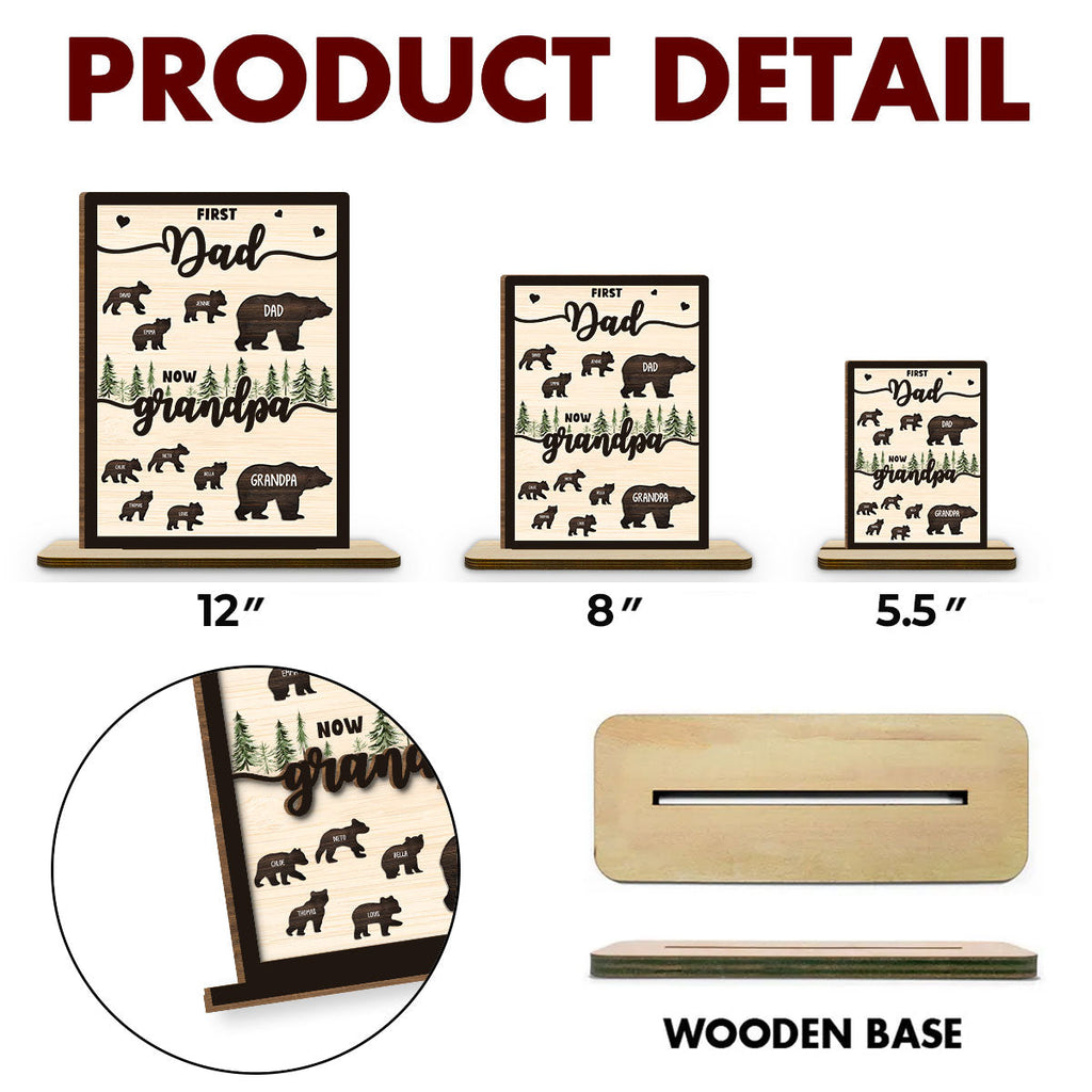Custom Father's Day Decor, Gift for Dad & Grandpa • Was Dad Now Called Grandpa - Personalized 2-Layer Wood Plaque With Flat Base