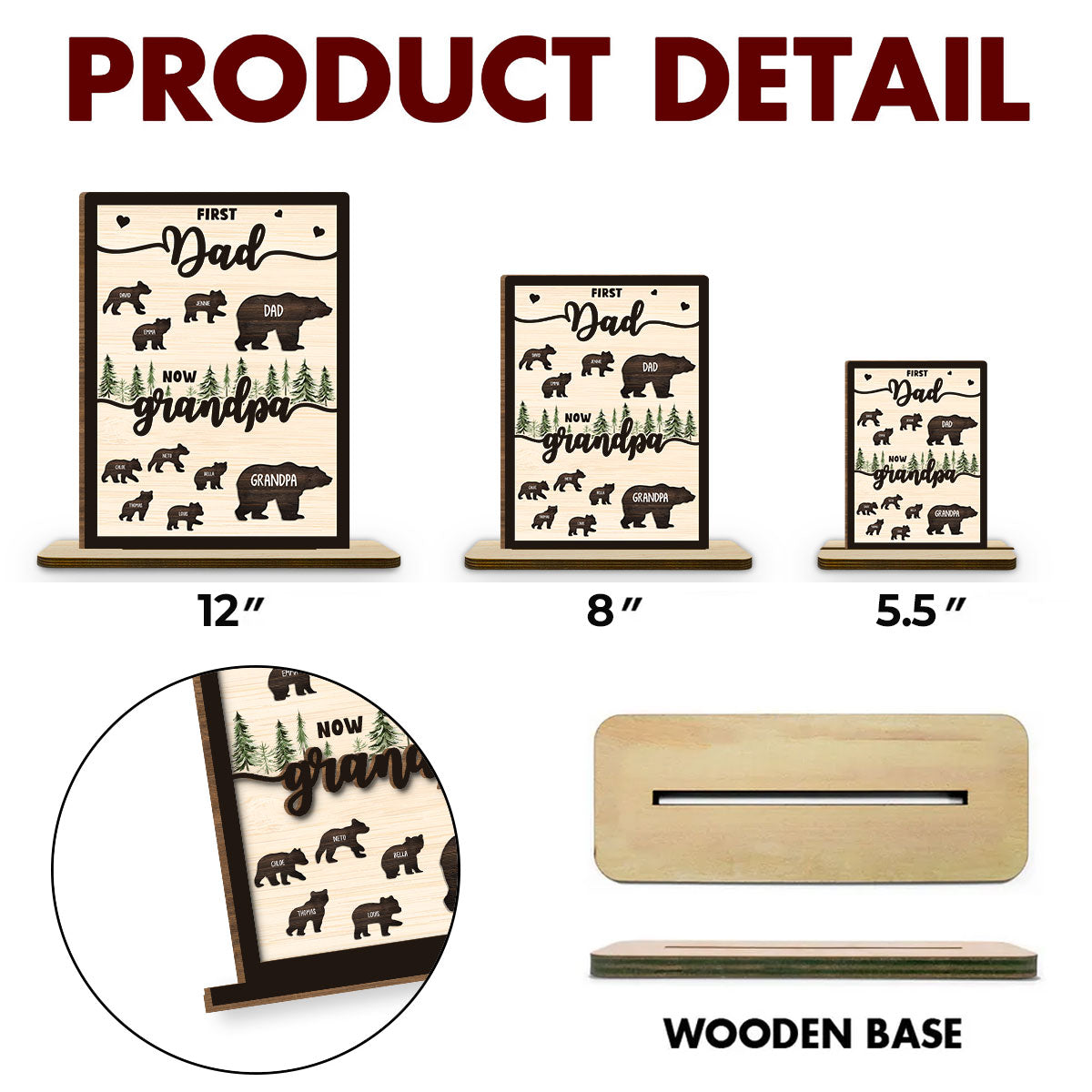 Custom Father's Day Decor, Gift for Dad & Grandpa • Was Dad Now Called Grandpa - Personalized 2-Layer Wood Plaque With Flat Base