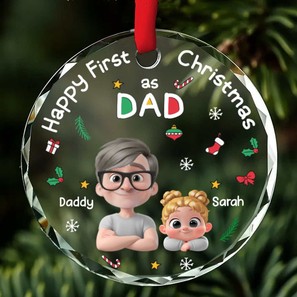 Custom First Christmas Ornament Married, Gift for Newlyweds •  First Christmas With Baby - Personalized Glass Ornament