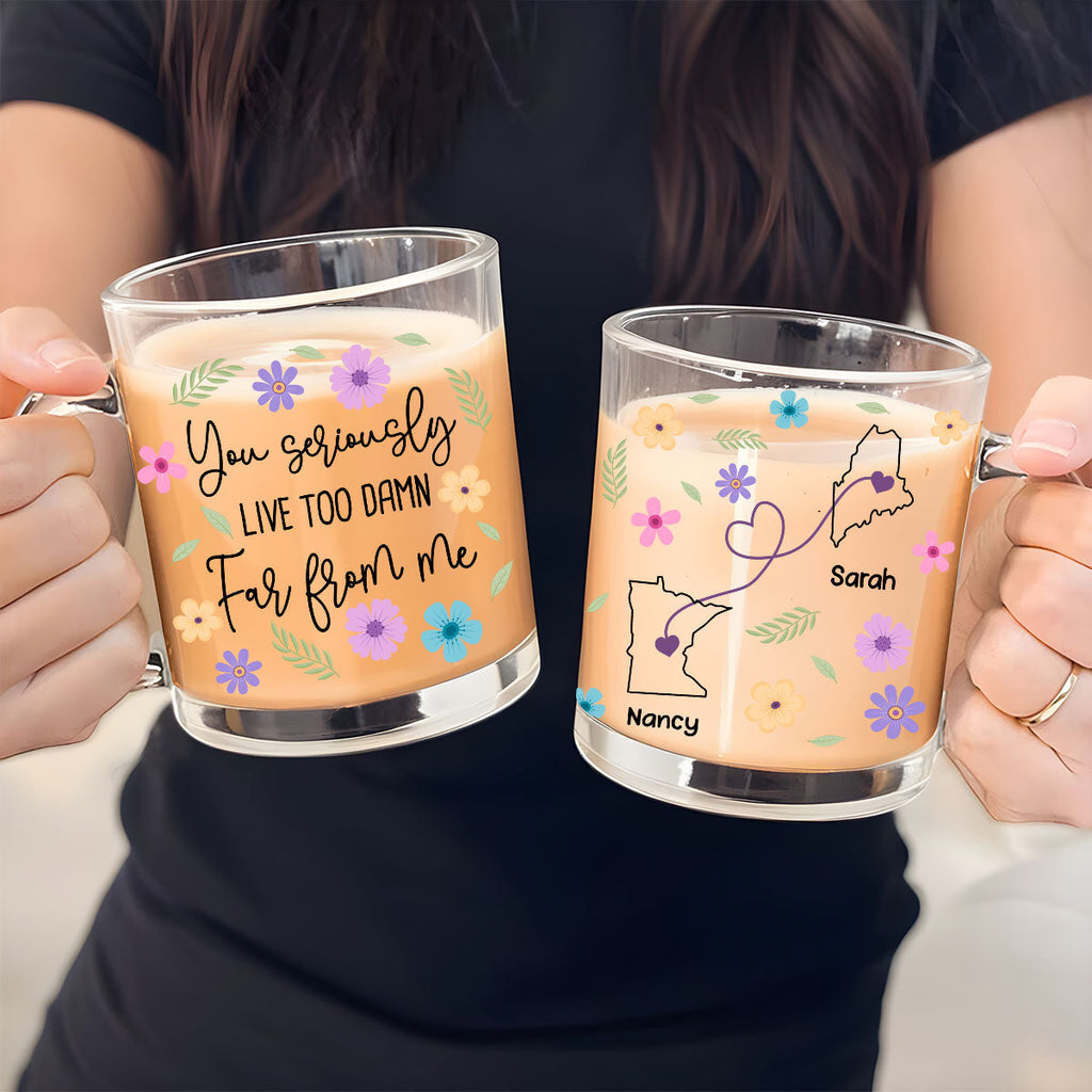 Custom Best Friend, Christmas & Birthday Friendship Keepsake Gift • Hate Being This Far - Personalized Glass Mug