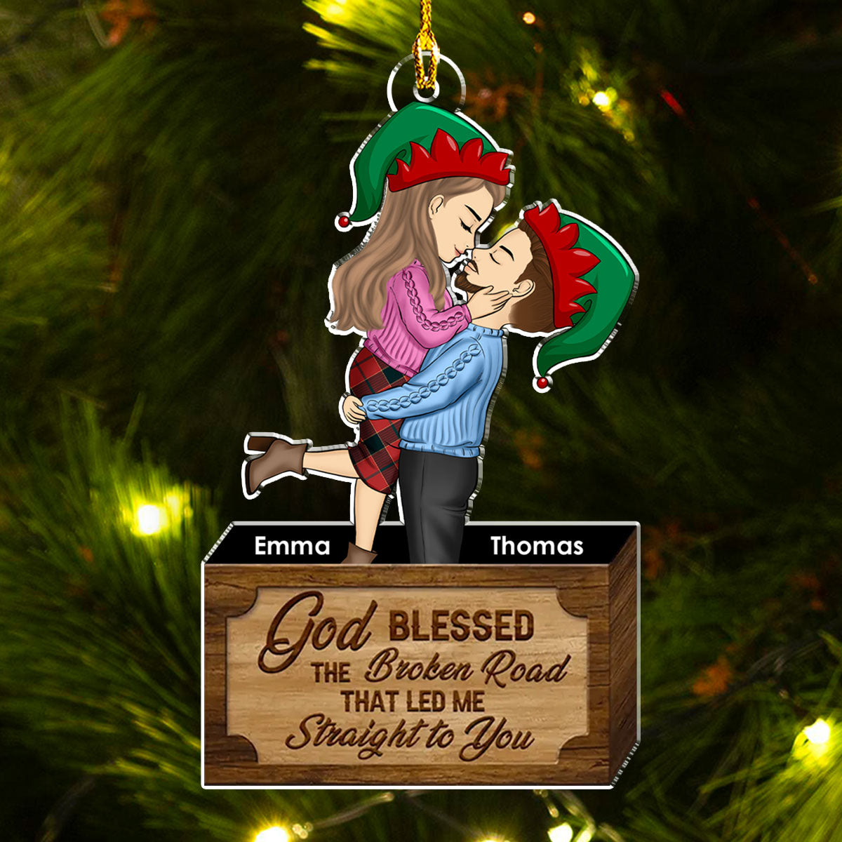 Custom Couple Christmas Ornament, Anniversary Gift •  For The Best Partner - Personalized Acrylic Ornament