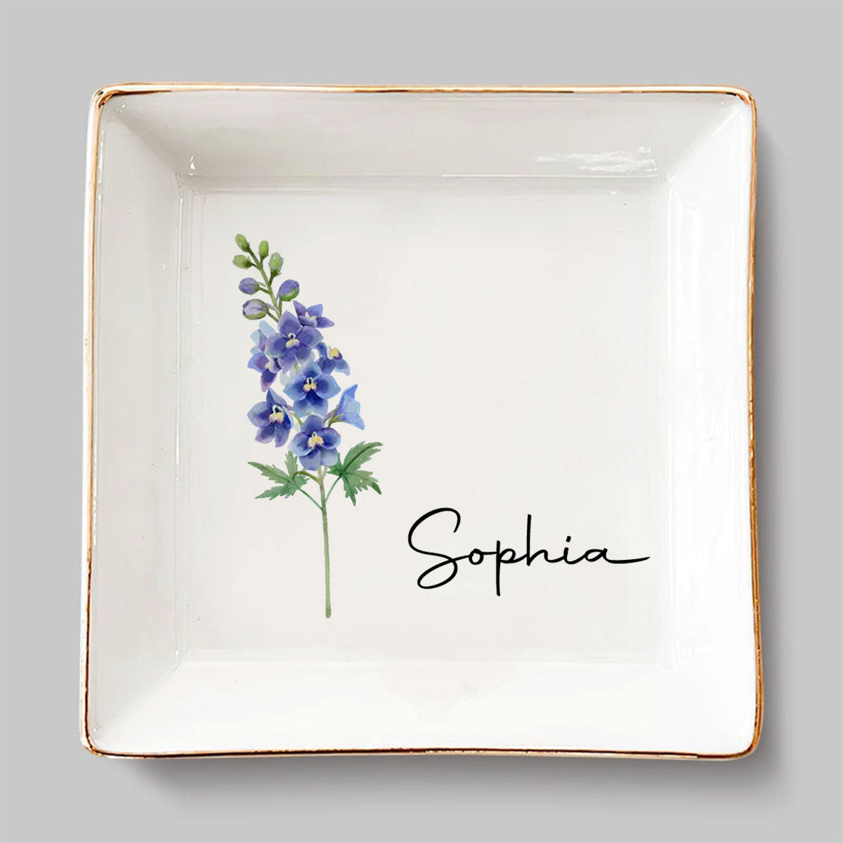 Custom Birth Flower Bestie Trinket Dish, Birthday Christmas Gift For Best Friend • Friends Are Flowers That Never Fade - Personalized Jewelry Dish