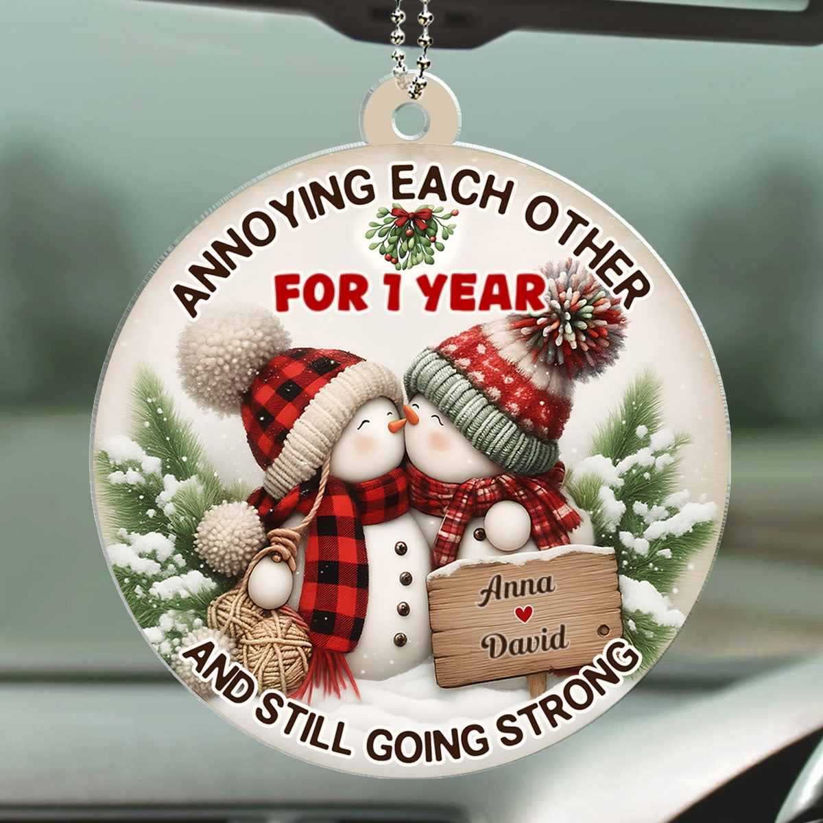 Merry And Bright Together - Personalized Car Ornament