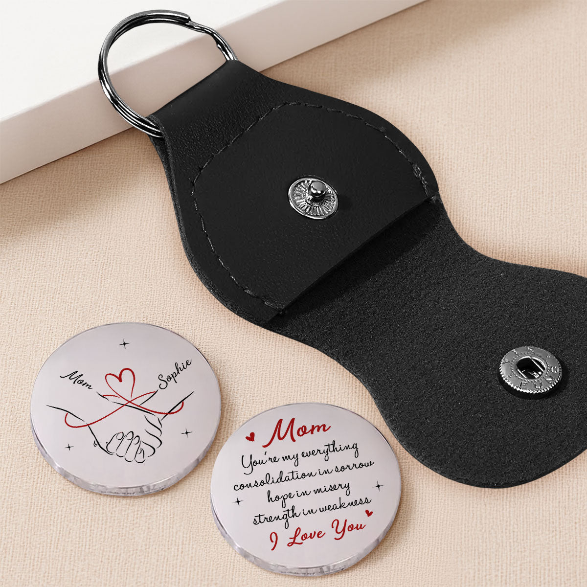 Custom Mom Coin Keychain, Mother's Day Birthday Keepsake • Mom My Everything - Personalized Pocket Hug