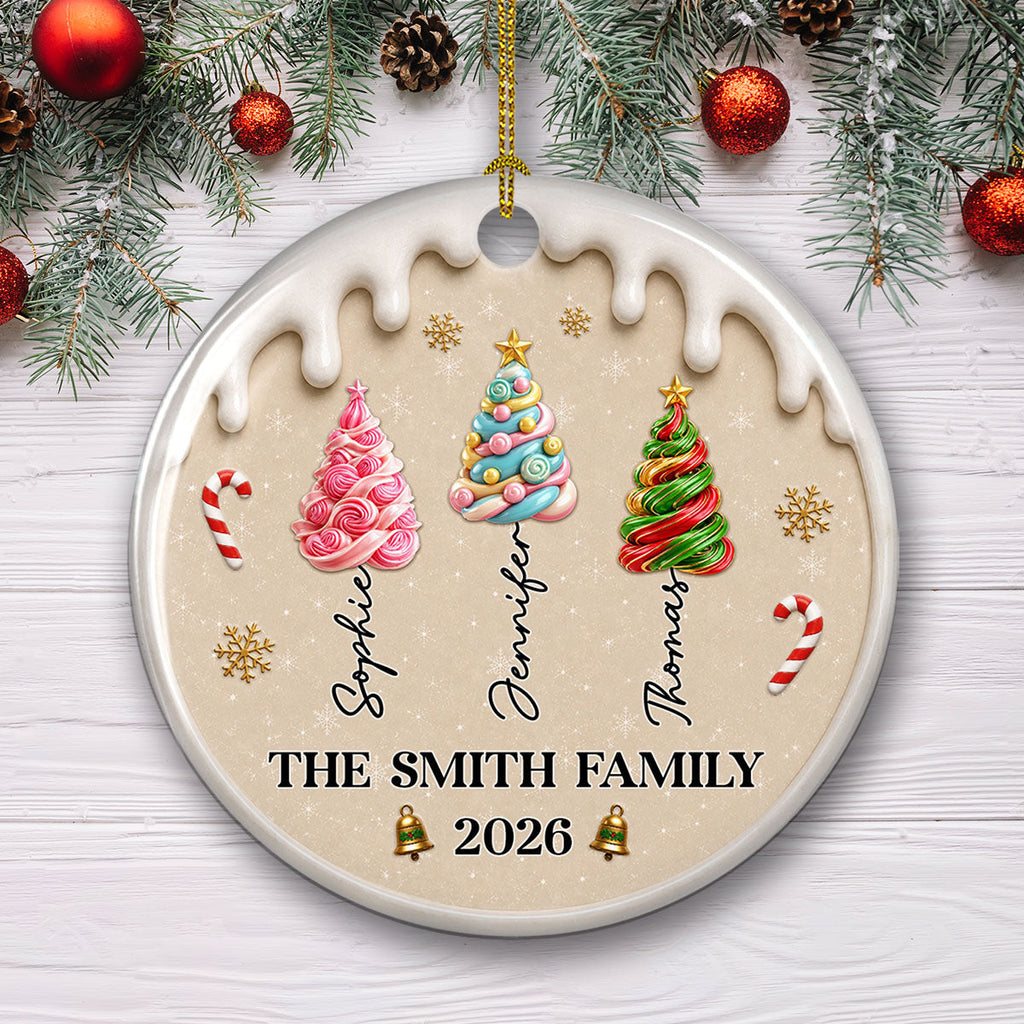 Custom Keepsake Christmas Ornament •  Christmas Tree 2026 - Personalized 3D Inflated Effect Ceramic Ornament
