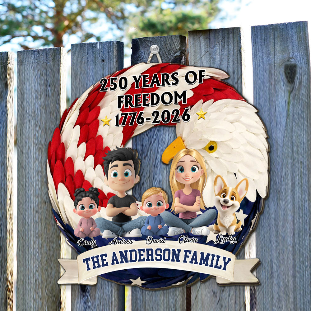 Custom 3D Family Patriotic Hanging Decor, 4th of July • Home Of The Free - Personalized Wood Sign