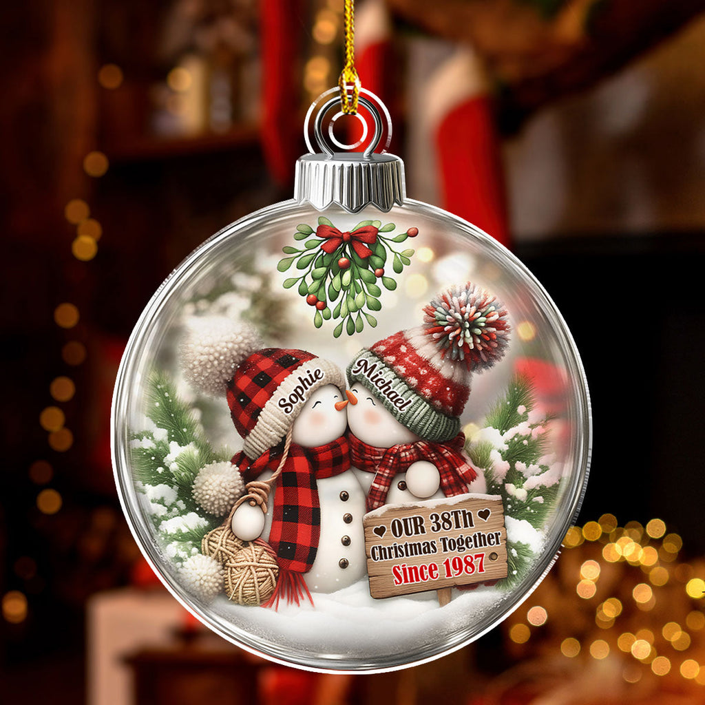 Custom Couple Christmas Ornament, Anniversary Gift •  Together Since The First Snow - Personalized 3D Effect Acrylic Ornament