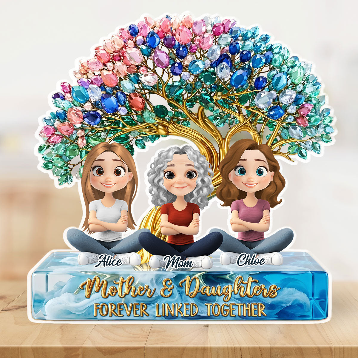 Custom Mother's Day Decor, Gift for Mom & Grandma • Linked Together - Personalized Acrylic Plaque