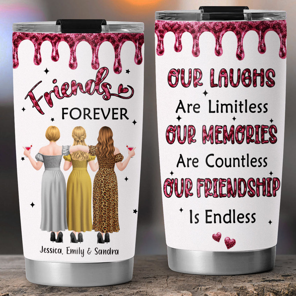 Custom Christmas Birthday Gifts For Best Friend • Besties Our friendship Is Endless - Personalized Tumbler