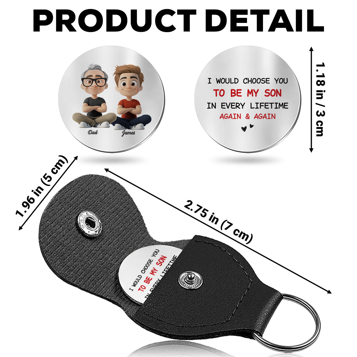 Custom Coin Keychain for Son, Father's Day Birthday Gifts • Always Choose You My Son - Personalized Pocket Hug