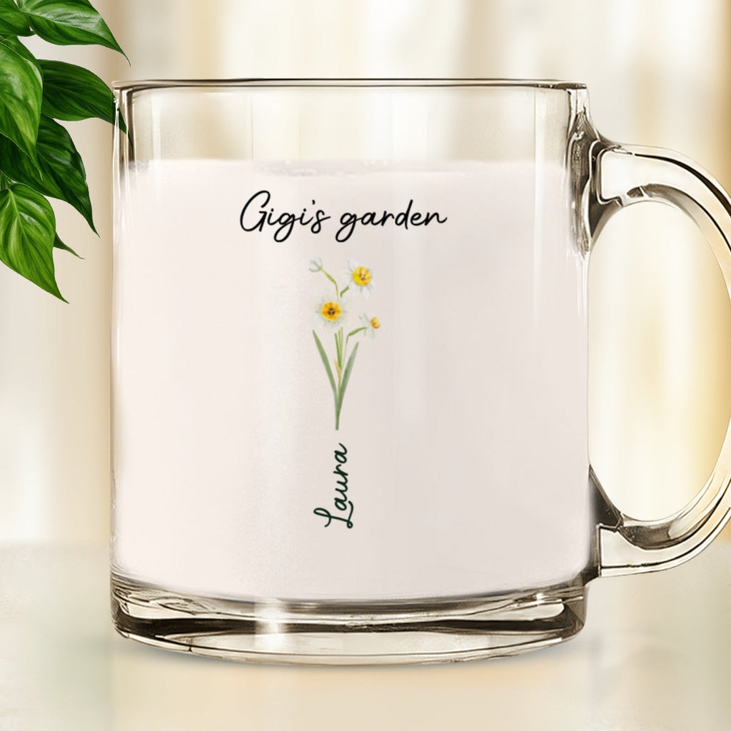 Custom Christmas & Birthday Gift For Grandma • Grandmas Garden With Birth Month Flowers - Personalized Glass Mug