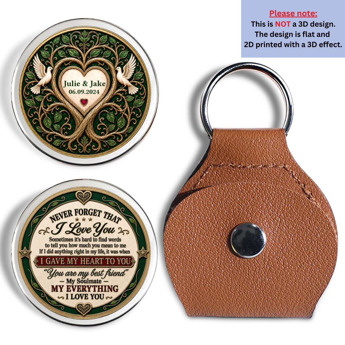 Custom Coin Keychain, Mother's Father's Day Birthday Gift Keepsake • Holding Onto Forever With You - Personalized Pocket Hug