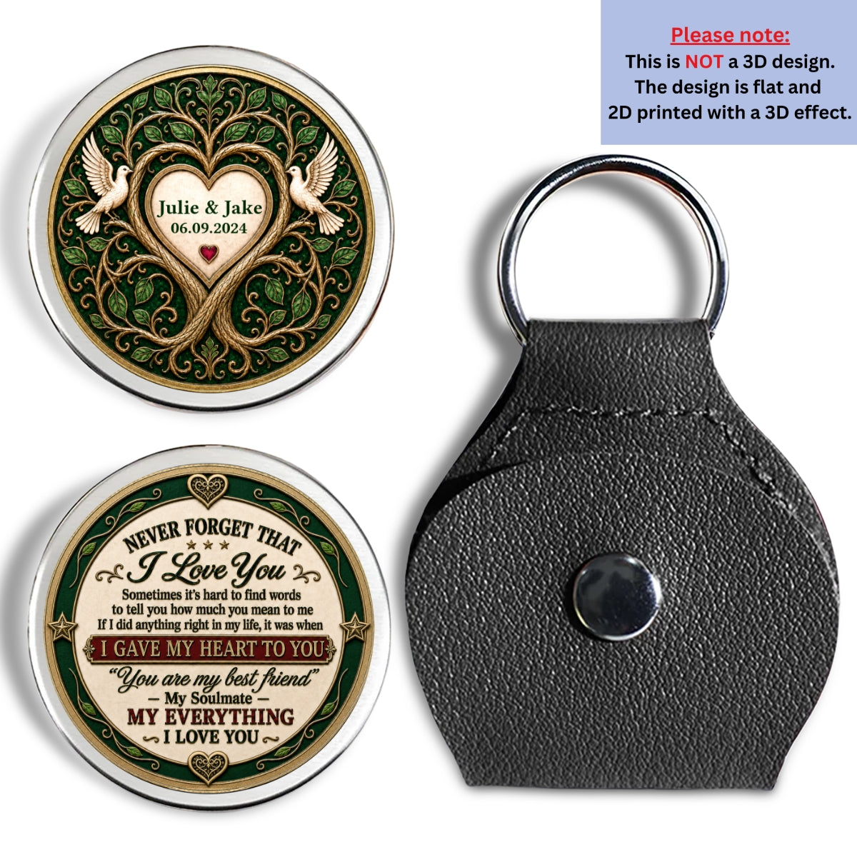 Custom Coin Keychain, Mother's Father's Day Birthday Gift Keepsake • Holding Onto Forever With You - Personalized Pocket Hug
