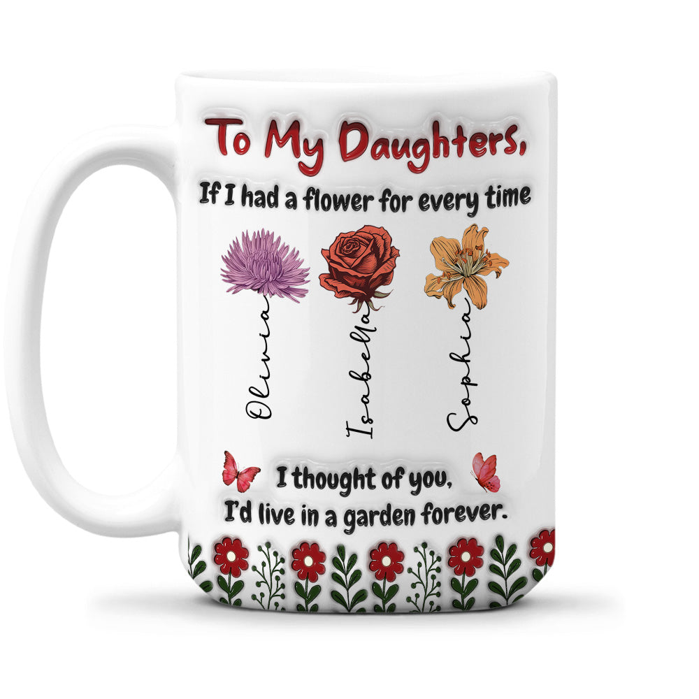 Custom Mother's Day Gift for Daughter • Life Is Sweeter With Daughters - Personalized 3D Inflated Effect Mug