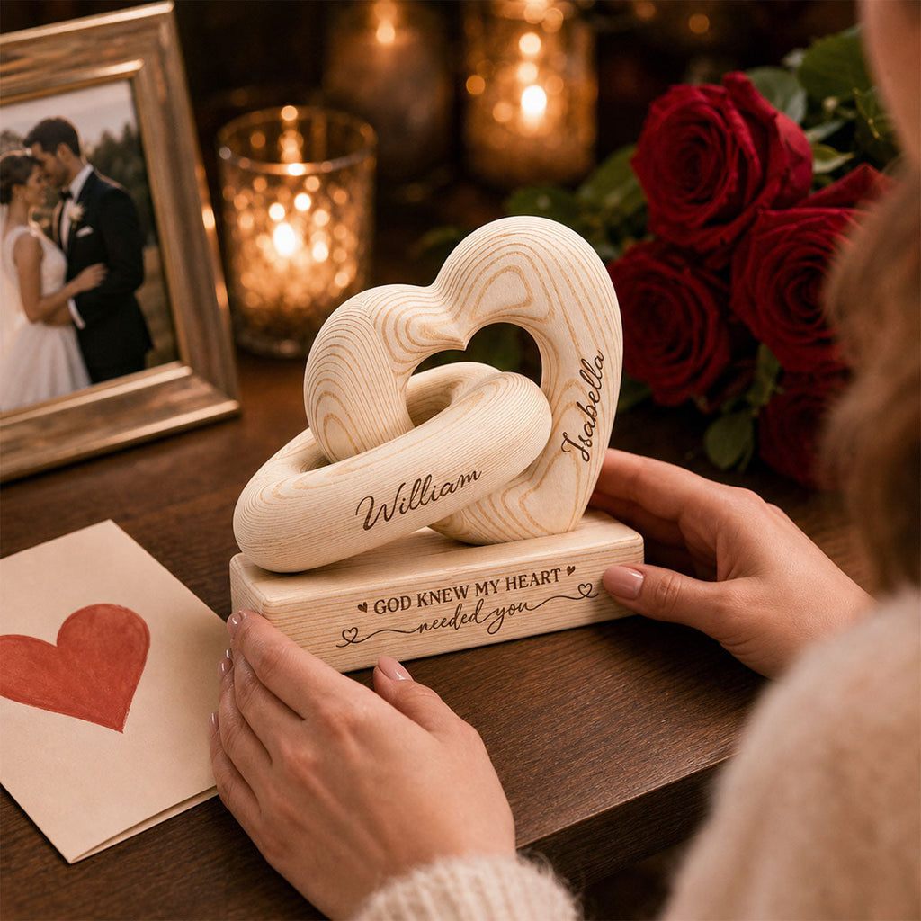 God Knew My Heart - Personalized Heart Sculpture With Base