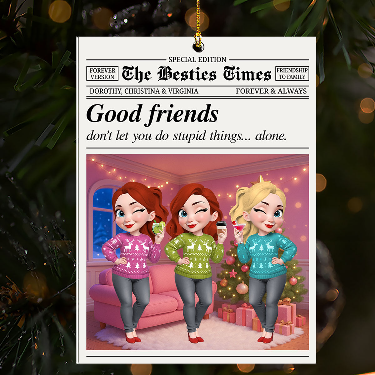 Custom Friendship Christmas Ornament, Best Friend Gift •  Do Stupid Things Together - Personalized Acrylic Ornament