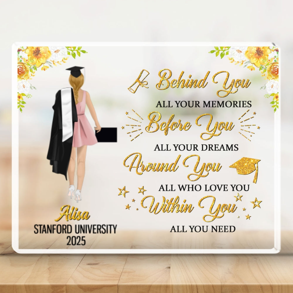 Custom Decor, Christmas Birthday Anniversary Gift Keepsake • Behind You All Your Memories Before You All Your Dreams - Personalized Acrylic Plaque