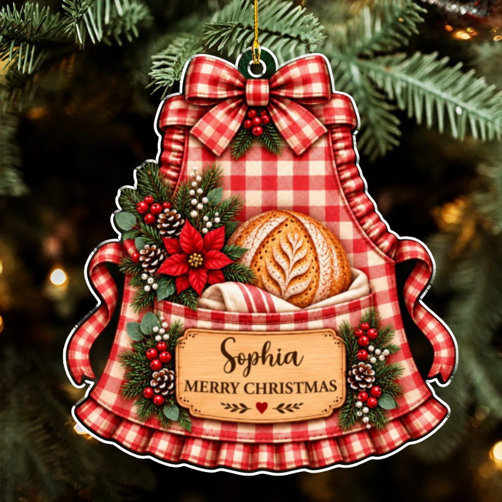 Custom Family Ornament, Christmas Gift for Family Members •  Fresh Bread Makes Hearts Happier - Personalized Acrylic Ornament