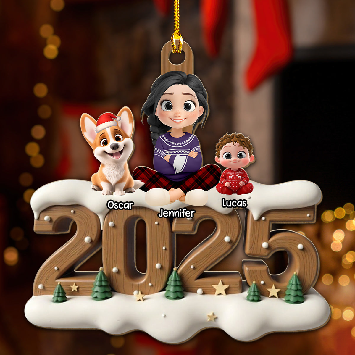 Custom Family Ornament, Christmas Gift for Family Members •  As A Whole Family Now Onwards - Personalized 3D Effect Wood Ornament
