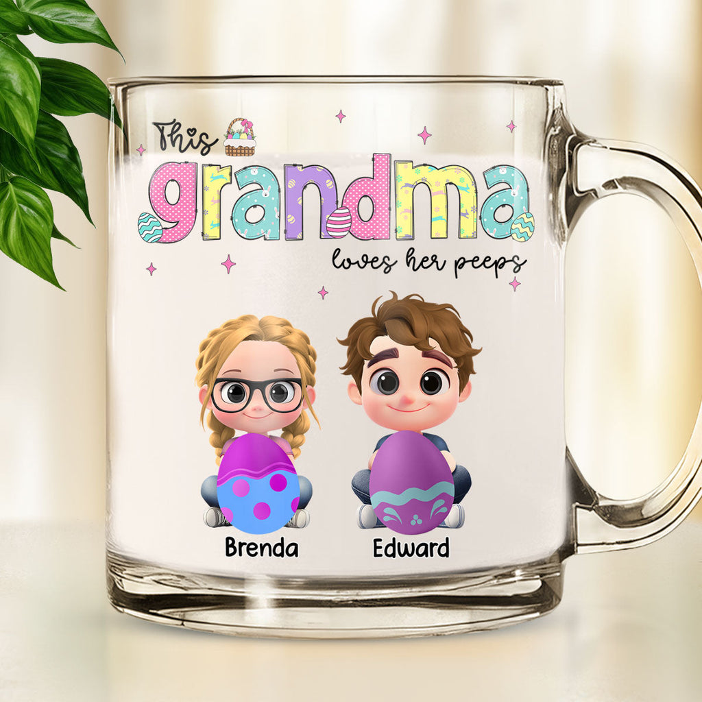 Custom Christmas & Birthday Gift for Mom • This Grandma Loves Her Peeps - Personalized Glass Mug