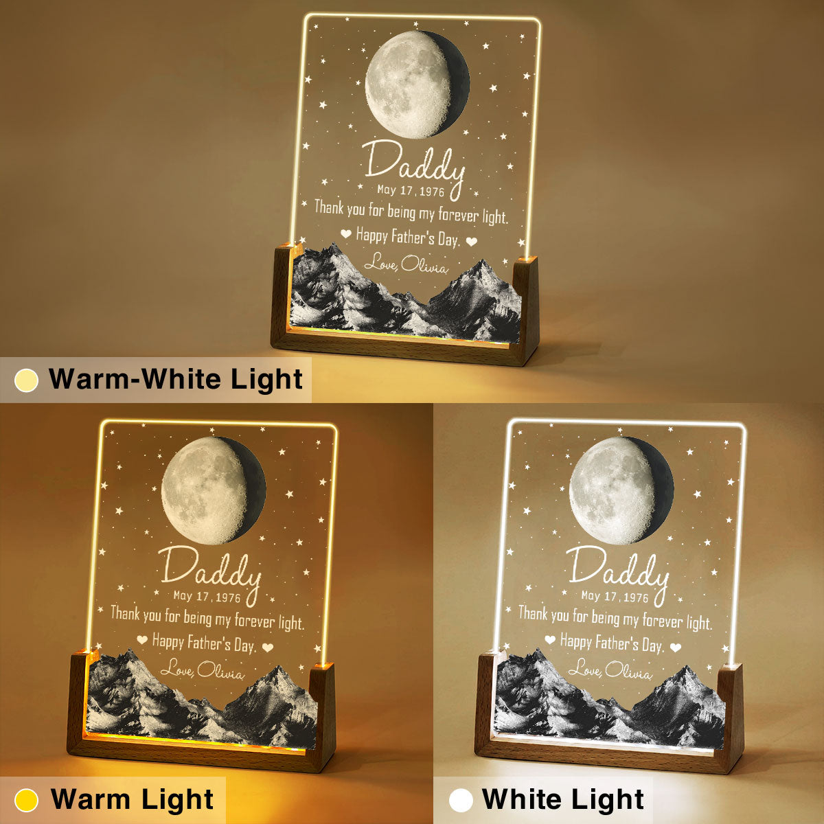 Custom Father's Day Gift for Dad Grandpa • For Being My Forever Light - Personalized Night Light