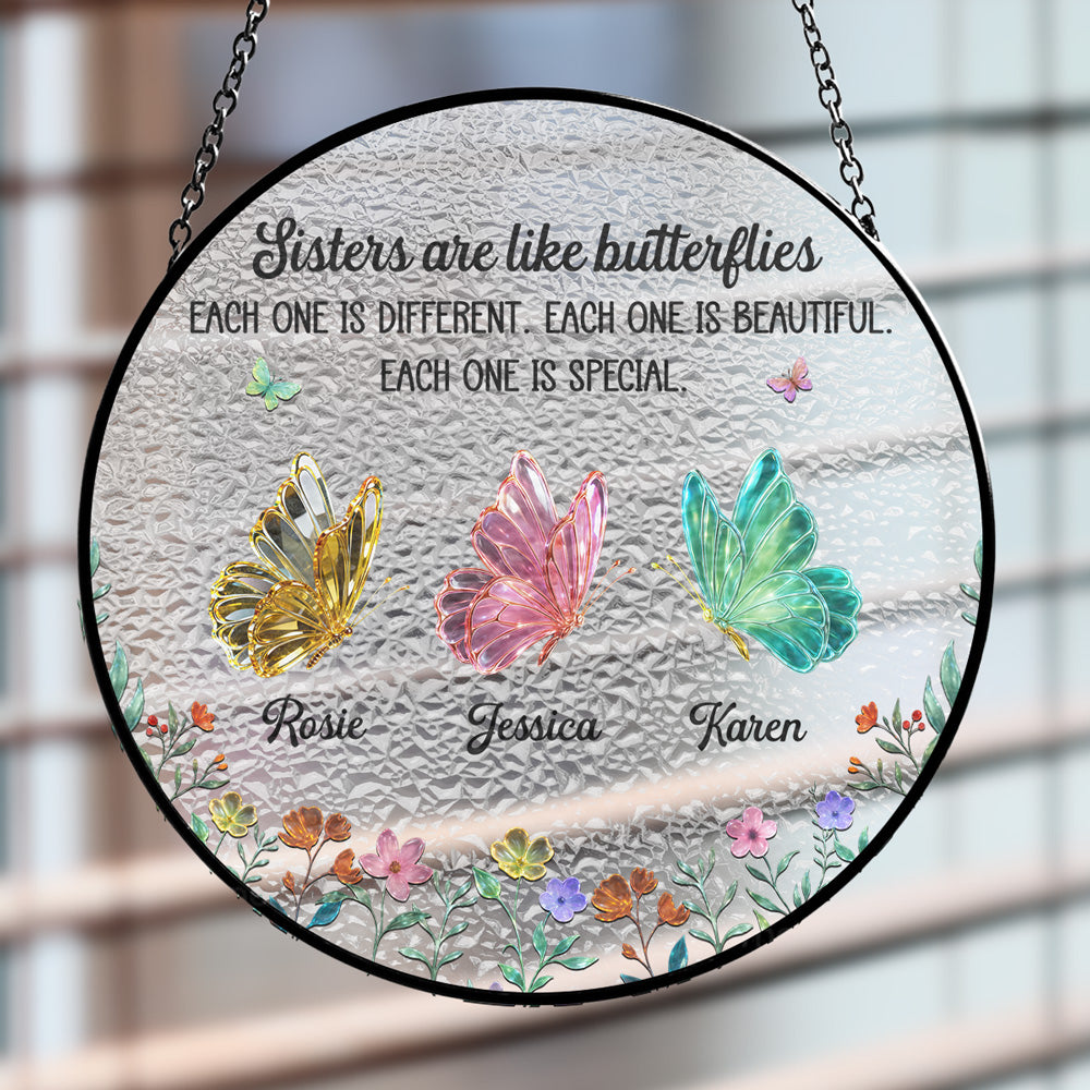 Custom Family Hanging Decor, Christmas Gift for Family Members • Festive Sister Love - Personalized Window Hanging Suncatcher