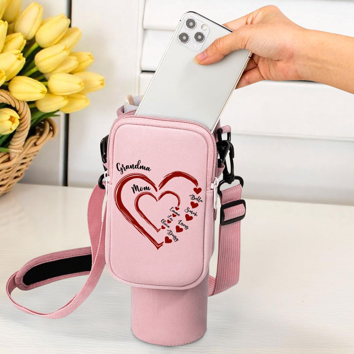 Kids And Grandkids Make Life Grand - Personalized Water Bottle Carrier Bag