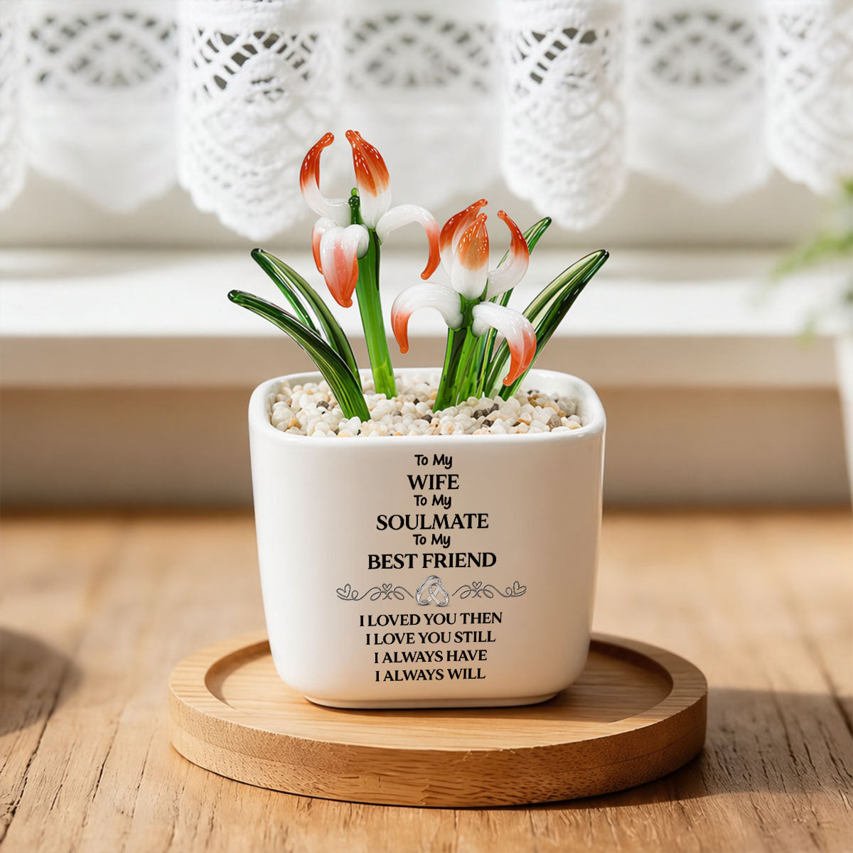 To My Wife Soulmate Best Friend - Personalized Glass Birth Month Flower