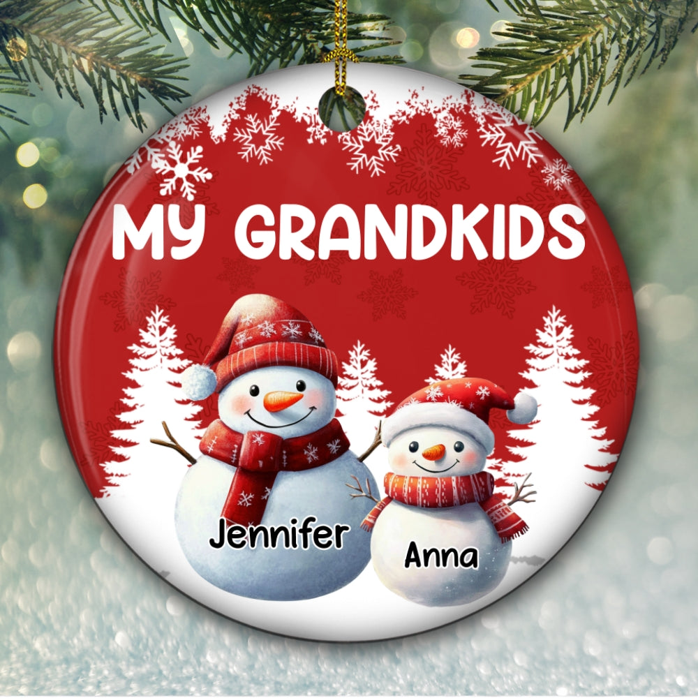 Custom Family Ornament, Christmas Gift for Family Members •  My Fav People Call Me Grandma - Personalized Ceramic Ornament