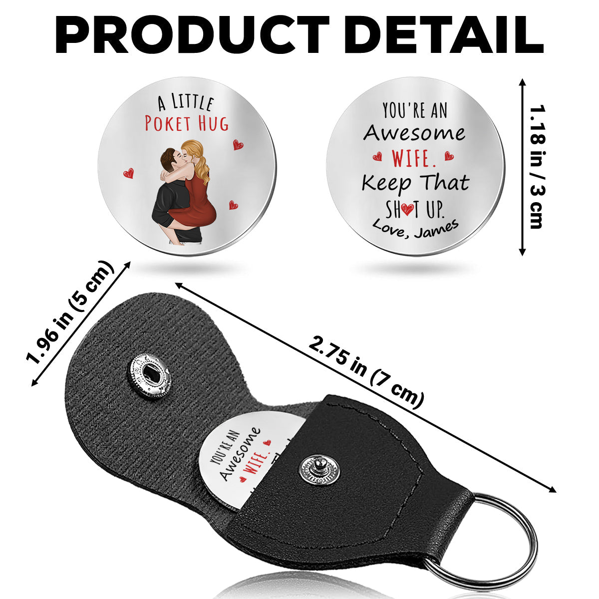 Custom Coin Keychain for Wife, Couple Anniversary Valentine's Day Gifts • Keep That Shit Up Awesome Wife - Personalized Pocket Hug