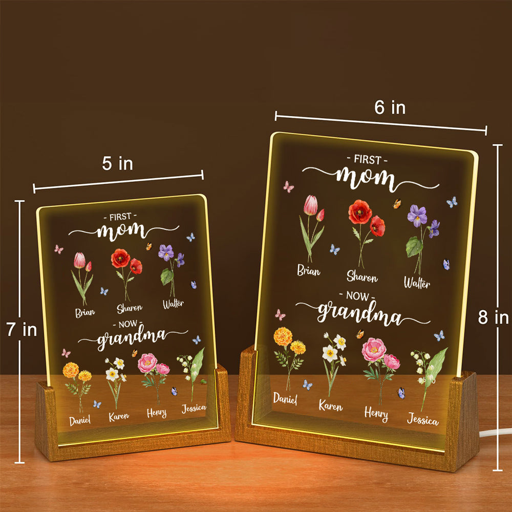 Custom Gift for Mom Grandma, Mother's Day Birthday • First Mom Now Grandma - Personalized Night Light