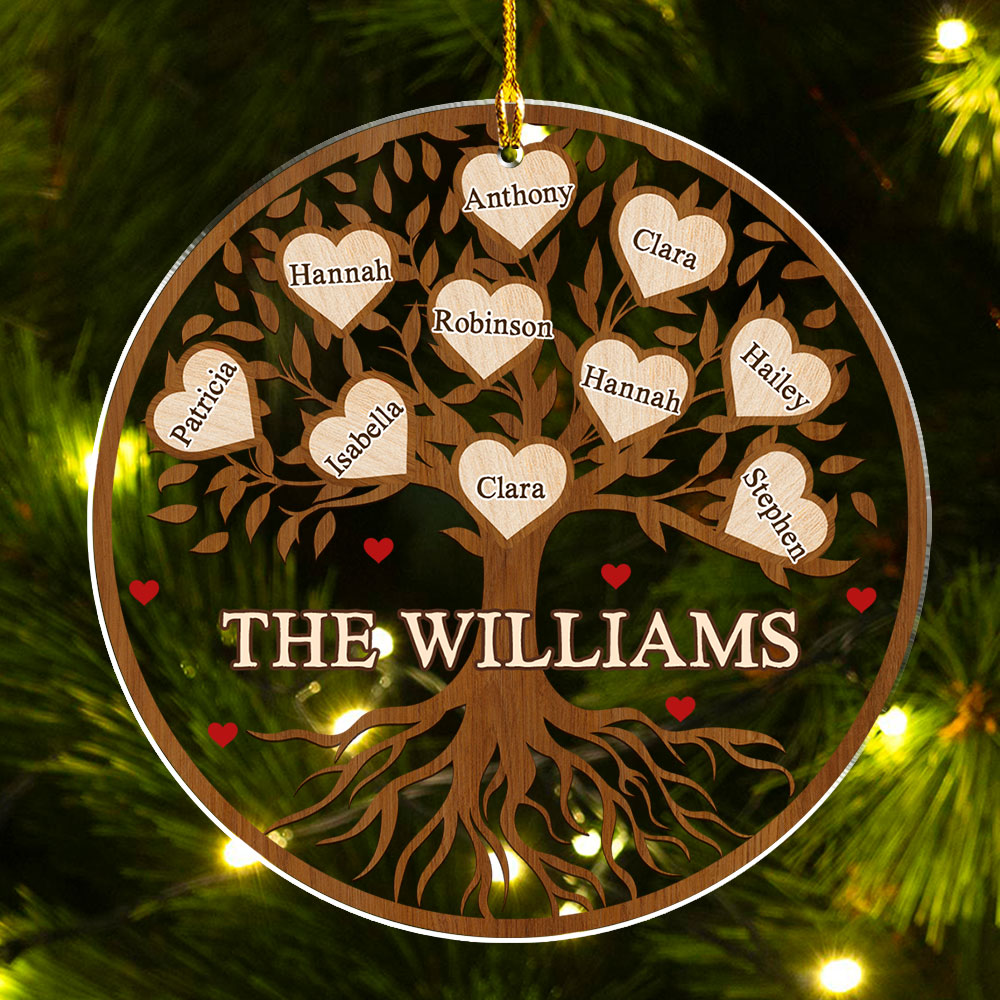 Custom Family Ornament, Christmas Gift for Family Members •  Family Love Tree - Personalized Acrylic Ornament