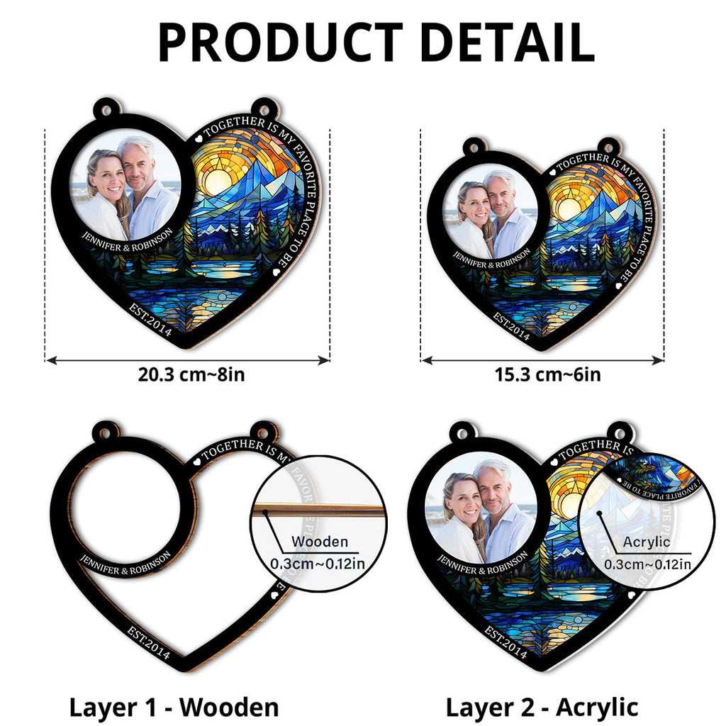 Custom Photo Couple Hanging Decor, Anniversary Valentine's Day Gifts • Together We Found Love - Personalized Suncatcher