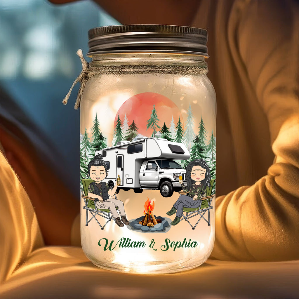 Sit By The Campfire - Personalized Mason Jar Light