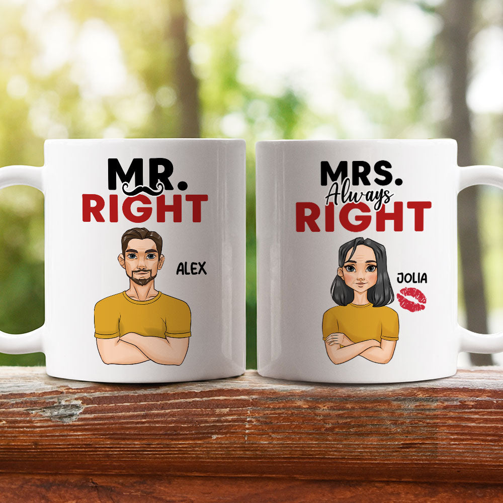 Custom Anniversary Keepsake Gifts For Couple • Mr Mrs Right - Personalized Coffee Mug