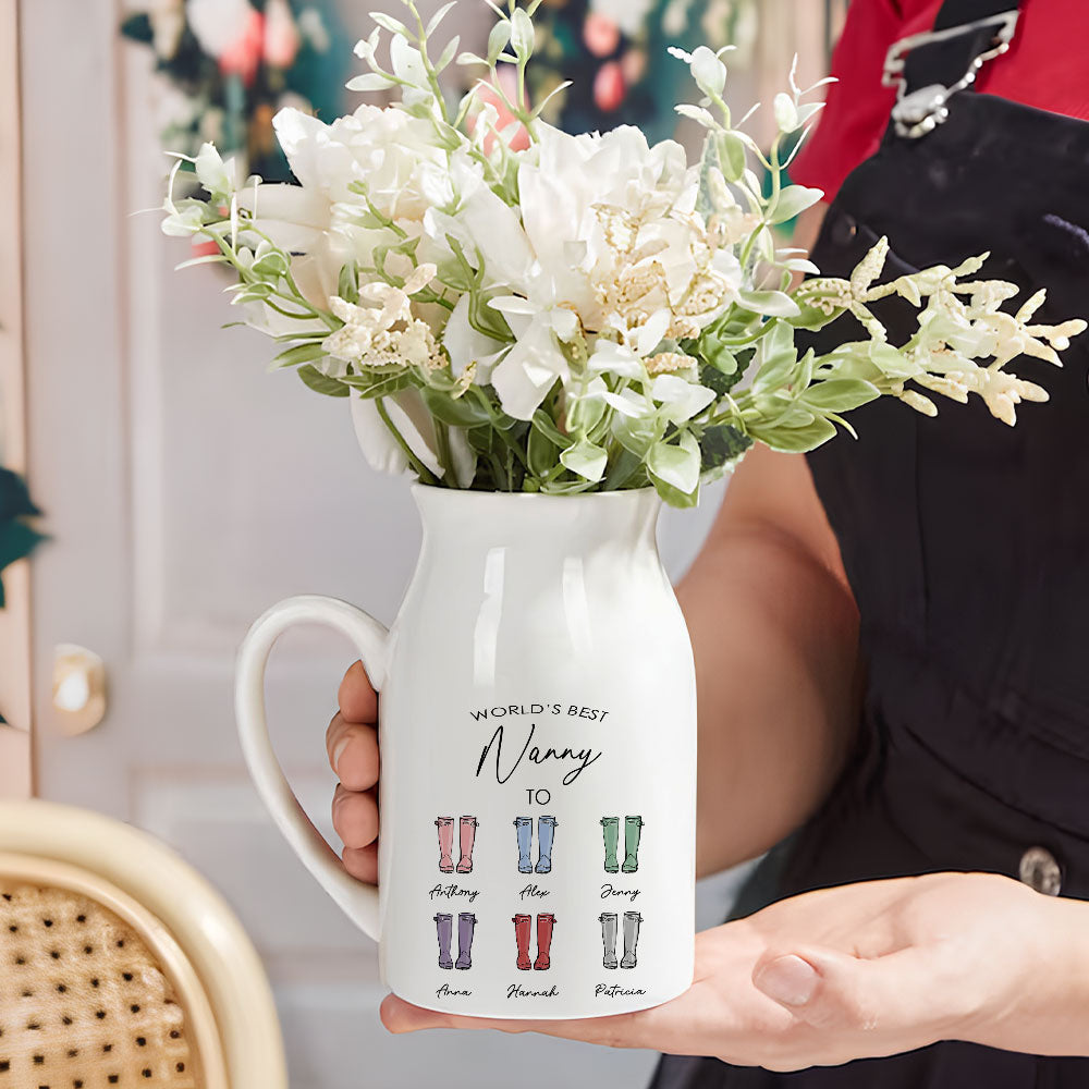 Best Nanny In The World - Personalized Home Decor Flower Vase