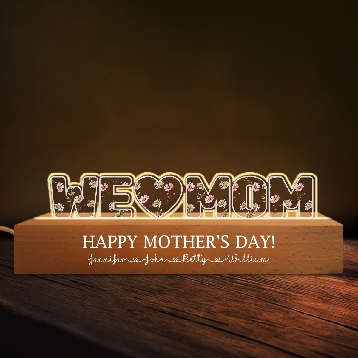 Custom Gift for Mom Grandma, Mother's Day Birthday • Everything We Are Is Because Of You - Personalized Acrylic Letters 3D LED Night Light