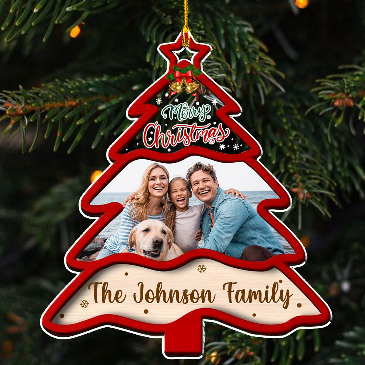 Custom Photo Family Ornament, Christmas Gift for Family Members • Winter Wonderland - Personalized Acrylic Ornament