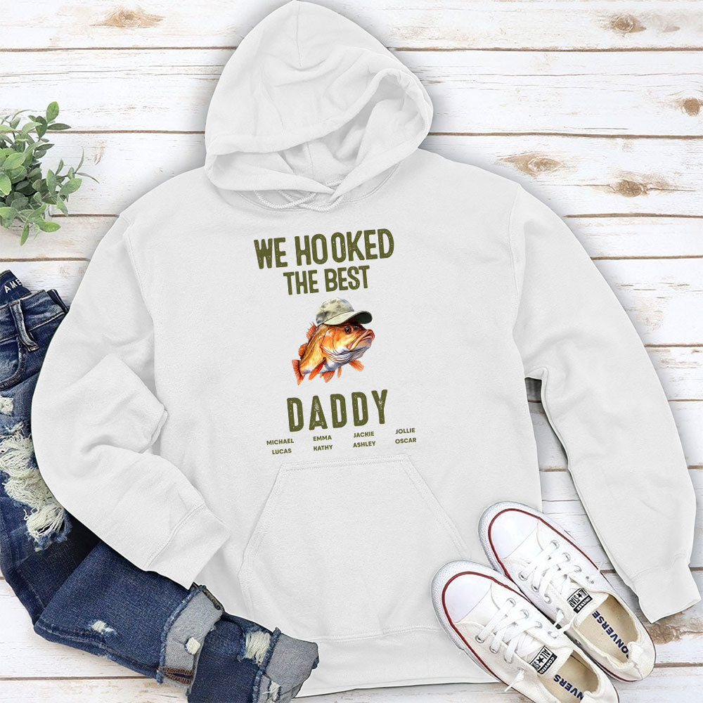 Custom Christmas & Birthday Gift for Dad, Grandpa • We Hooked The Best Dad - Personalized Shirt