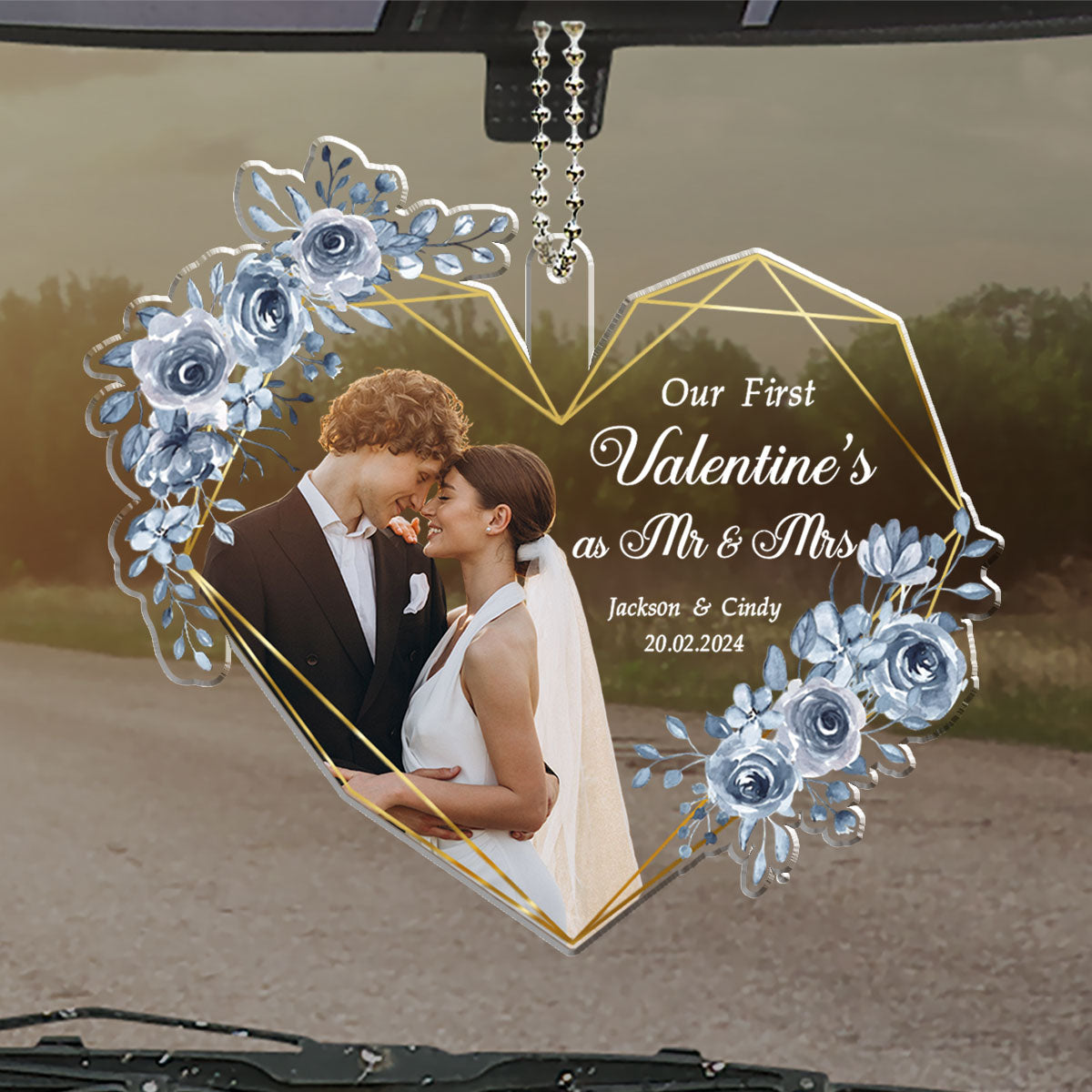 Our First Valentine Marriage - Personalized Car Ornament
